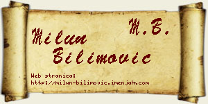 Milun Bilimović vizit kartica